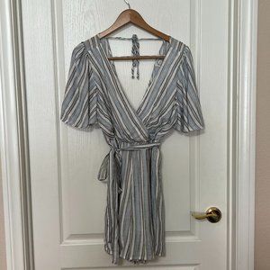 Blue Rain Blue Striped Deep-Neck Romper